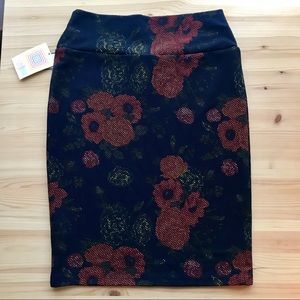 LuLa Roe Cassie Skirt - Navy blue floral